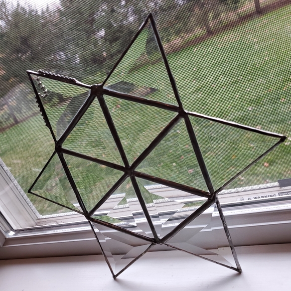 NFS Clear Beveled Stained Glass 6 point Star Suncatcher  10" - Picture 9 of 9